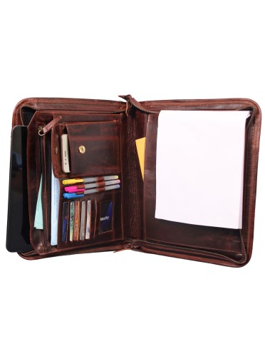  Buffalo Leather File folder Business Padfolio iPad Holder Document Organizer-GBLF2BROWN
